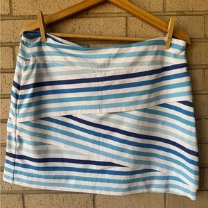 J. McLaughlin Blue & White Zig Zag Striped Athletic Skirt - Size Large - Coastal